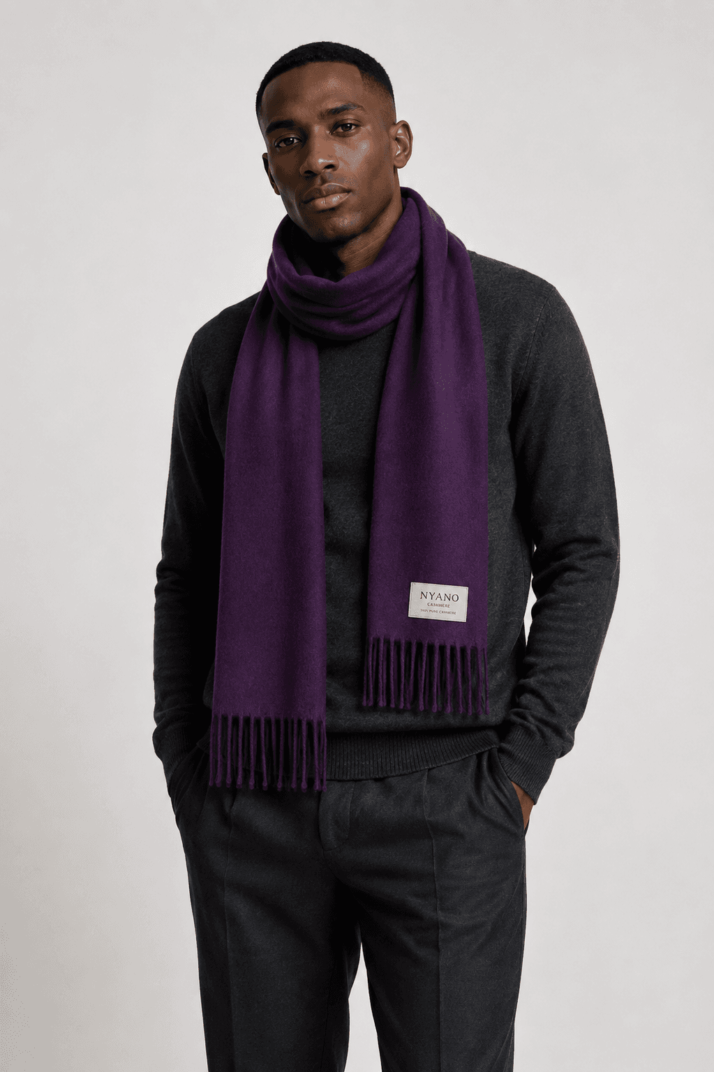 Pure Cashmere Scarf – Royal Purple alternate view